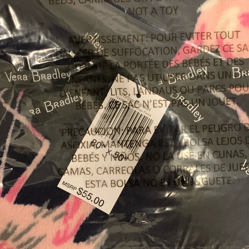 NWT Vera Bradley Throw Blanket Flamingo Fiesta - Picture 2 of 3